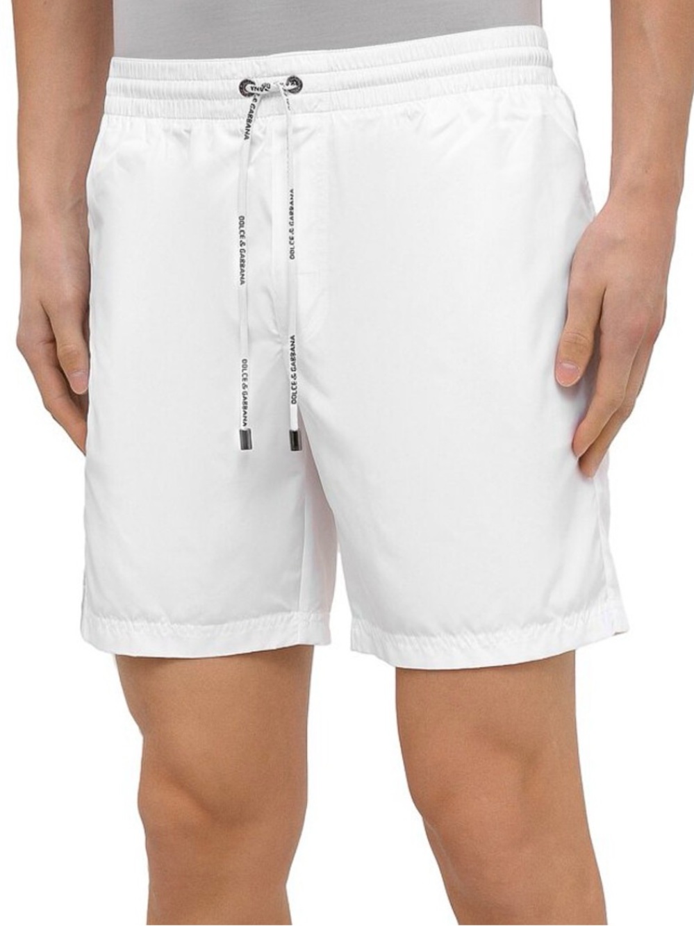 Dolce & Gabbana White Beachwear Men Shorts with Silver Hardware Sz M